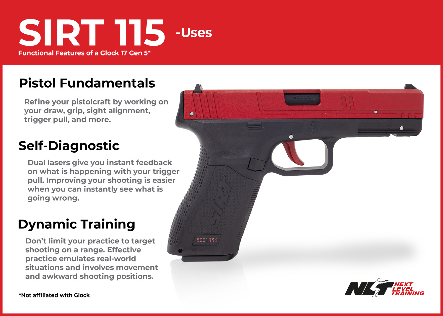 Pistola de Entrenamiento SIRT Glock 17: Formación Realista con Láser  Integrado para STRESSVEST